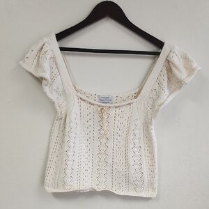 Haute Hippie Style Cotton Crochet Cropped Top Size:XL